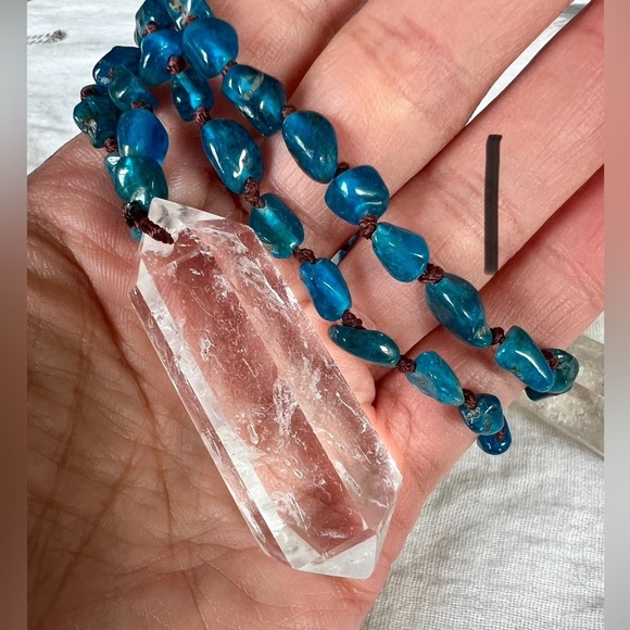 MANIFEST Apatite + DT Quartz Mala Necklace Pendant - Picture 3 of 8